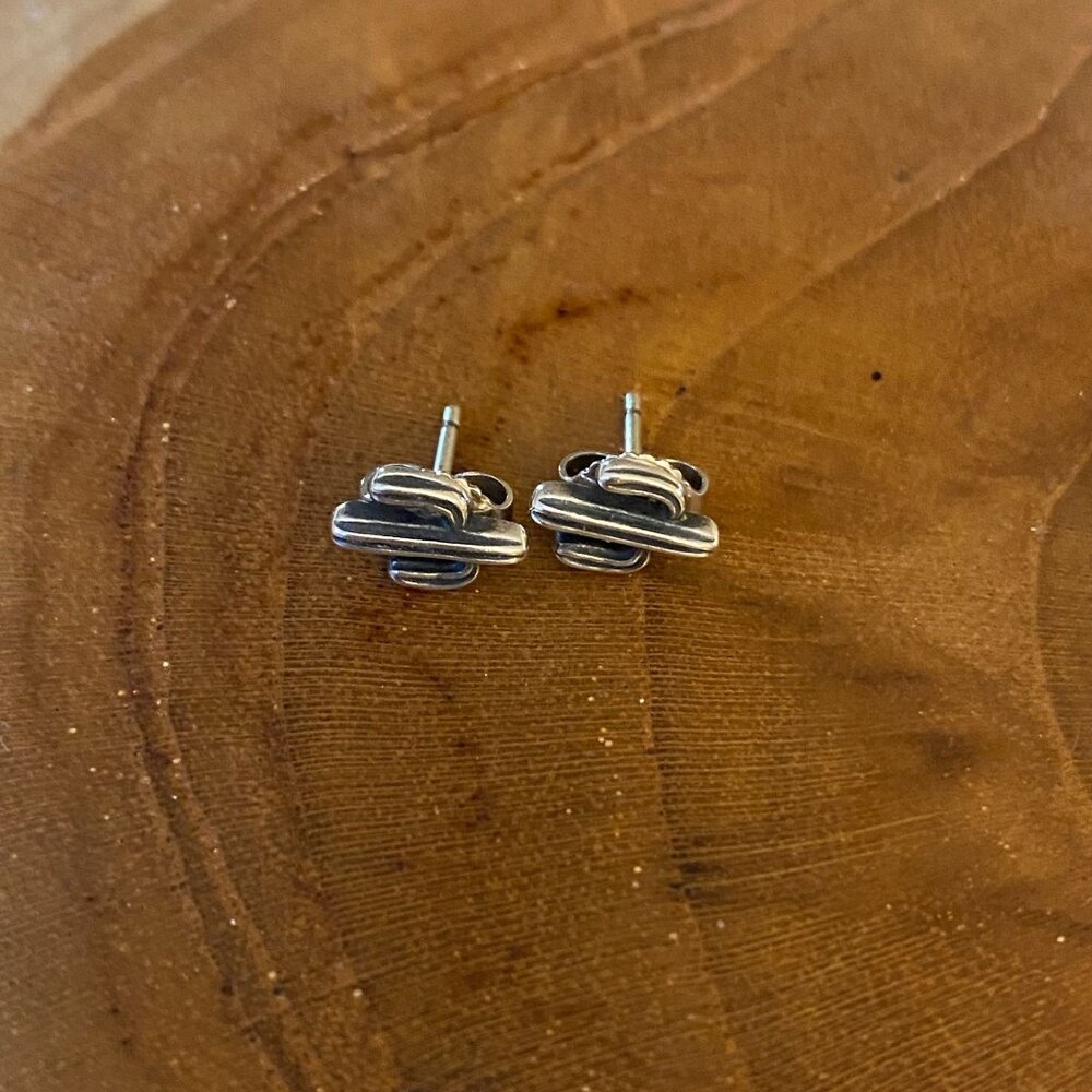 RETIRED James Avery Saguaro Cactus Stud Earrings, Sterling Silver